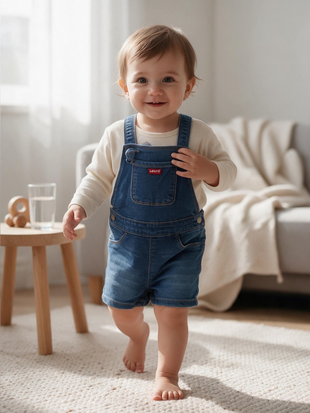 Levi's Blue Denim Short Overalls